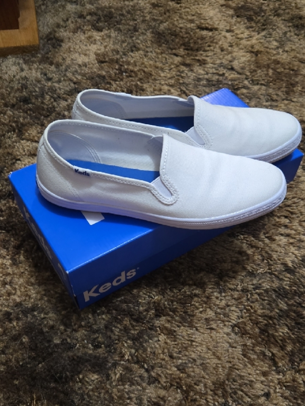Keds White Canvas Slip-On Shoes with Blue Insole - Picture 5 of 5